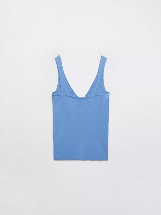 Zara Tops - NWT Zara | Light Blue Ribbed Knit Tank Top size large